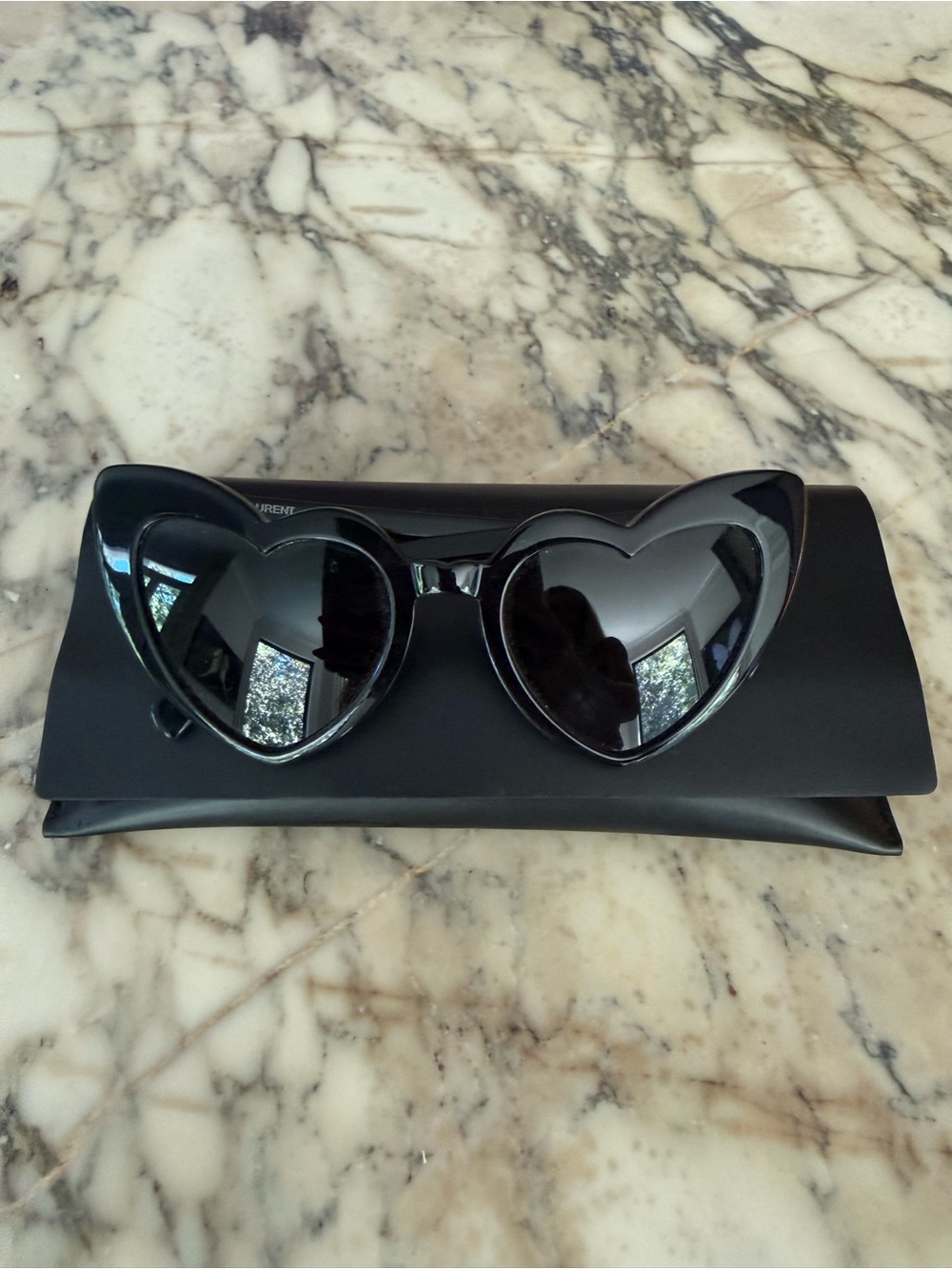Authentic Saint Laurent Black Heart-Shaped Sunglasses - Women Accessories
